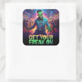 Das Halloween-Monster-Party "Hol dir deinen Freak! Quadratischer Aufkleber (Tasche)