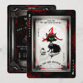 Das Halloween-Spiel auf dem Black Cat-Joker Einladung (Vorne/Hinten)