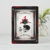 Das Halloween-Spiel auf dem Black Cat-Joker Einladung (Stehend Vorderseite)