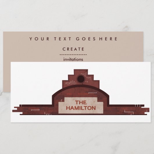 das Hamiton-Gebäude Einladung (Vorne/Hinten)