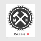 Das Hammer-Logo des Geologen mit den Initialen auf Aufkleber (Blatt)