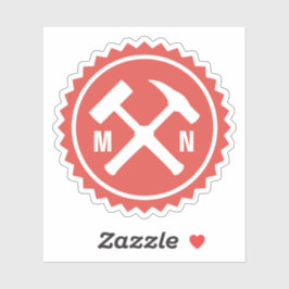 Das Hammer-Logo des Geologen mit den Initialen auf Aufkleber