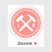 Das Hammer-Logo des Geologen mit den Initialen auf Aufkleber (Blatt)