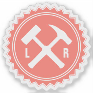 Das Hammer-Logo des Geologen mit den Initialen auf Aufkleber