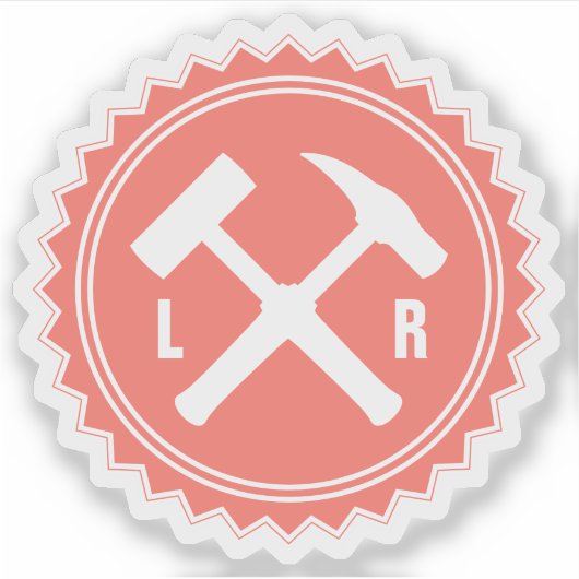 Das Hammer-Logo des Geologen mit den Initialen auf Aufkleber (Vorderseite)