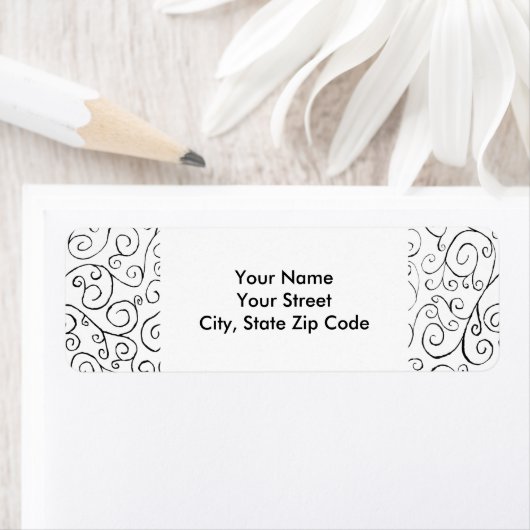 Das handgemalte, schwarz-kurvenförmige Muster auf (Insitu)