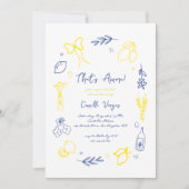 Das handgezeichnete italienische Lemon-Brautparty Einladung (Vorderseite)