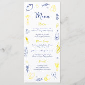 Das handgezeichnete italienische Lemon-Brautparty Menükarte (Vorderseite)