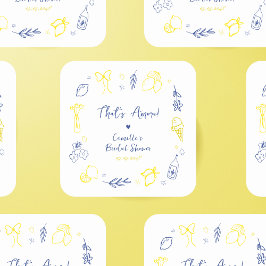 Das handgezeichnete italienische Lemon-Brautparty Quadratischer Aufkleber