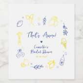 Das handgezeichnete italienische Lemon-Brautparty Weinetikett (Einzelnes Label)