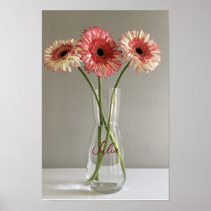 Das Happy Gerbera Pink Blume Foto +Individuelle Na Poster