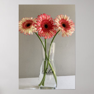 Das Happy Gerbera Pink Blume Foto +Individuelle Na Poster