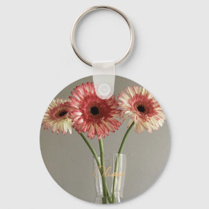 Das Happy Gerbera Pink Blume Foto +Individuelle Na Schlüsselanhänger