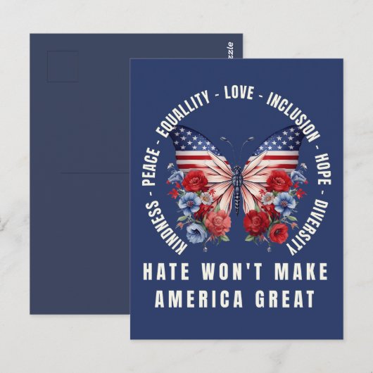 Das Hass wird Amerika nicht groß machen Postkarte (Vorne/Hinten)