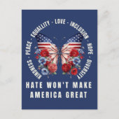 Das Hass wird Amerika nicht groß machen Postkarte (Vorderseite)