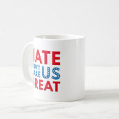 Das Hass wird uns nicht groß machen Kaffeetasse (Vorderseite Links)