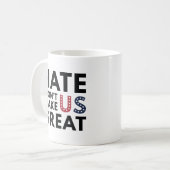 Das Hass wird uns nicht groß machen Kaffeetasse (Vorderseite Links)