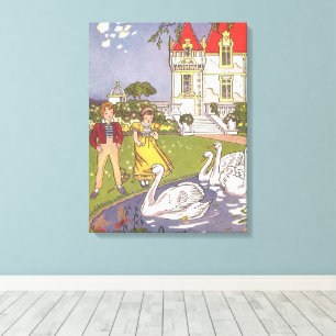 Das hässliche Duckling, die Vintage Märchen von Ha Leinwanddruck