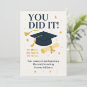 Das hast du getan!" Abschluss Card - Glückwünsche Einladung (Stehend Vorderseite)