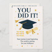 Das hast du getan!" Abschluss Card - Glückwünsche Einladung (Vorne/Hinten)