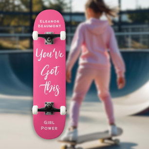 Das hast du Got Girl-Power Personalisiert rosa Skateboard