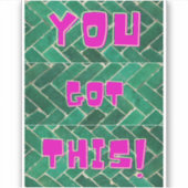 Das hast du Got! Helles Rosa auf grünem Muster Aufkleber (Vorderseite)