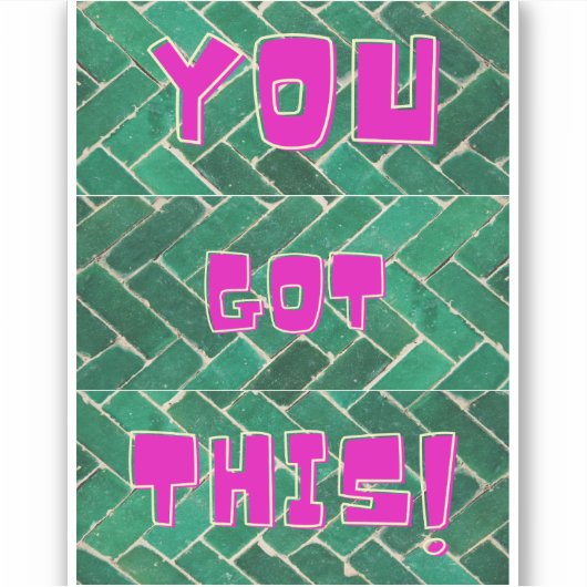 Das hast du Got! Helles Rosa auf grünem Muster Aufkleber (Vorderseite)