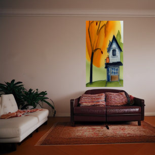 Das Haus auf dem Hügel AI Art Poster
