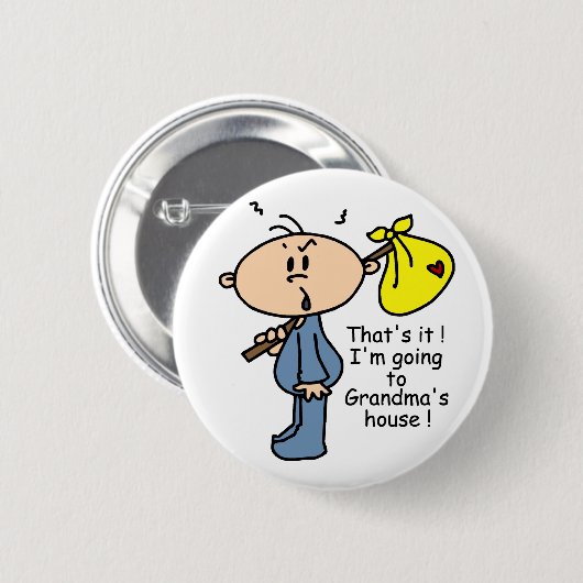 Das Haus-Baby der Großmutter (BLAU) Button (Vorne & Hinten)