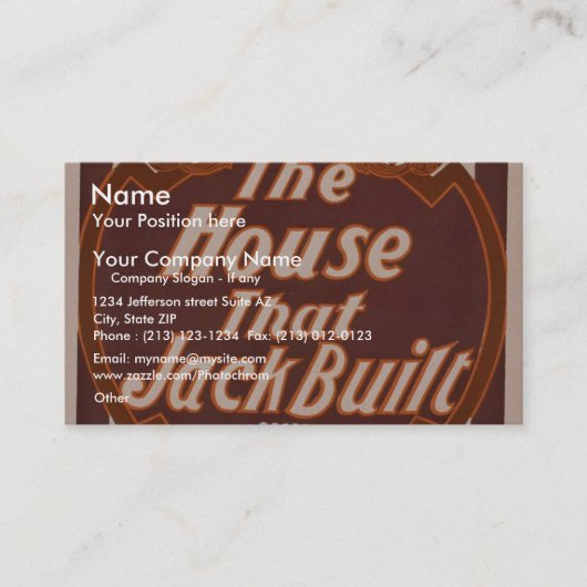 Das Haus, das Jack errichtete, "Broadhursts" Retro Visitenkarte (Vorderseite)