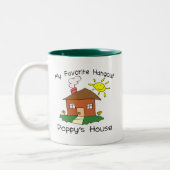 Das Haus der Lieblingstreffpunkt-Mohnblume Zweifarbige Tasse (Links)