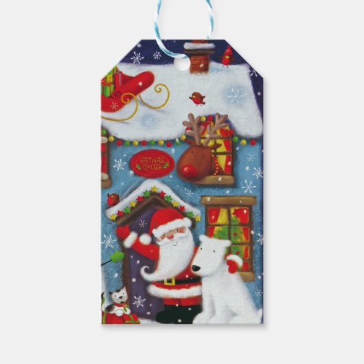 Das Haus des Weihnachtsmanns Geschenkanhänger (Vorderseite)
