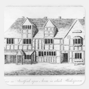 Das Haus in Stratford-nach-Avon Quadratischer Aufkleber