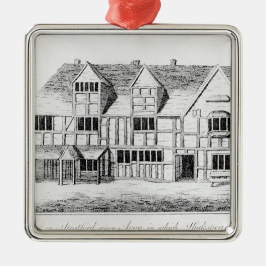 Das Haus in Stratford-nach-Avon Silbernes Ornament (Vorne)