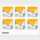 Das hausgemachte Ananas-Marmelade-Label Schwarz-We Quadratischer Aufkleber (Blatt)