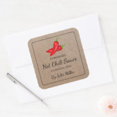 Das hausgemachte Chili Sauce Square-Papier Quadratischer Aufkleber (Umschlag)