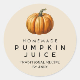 Das hausgemachte Konservenetikett für Pumpkensaft Runder Aufkleber