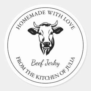 Das hausgemachte Rindfleisch-Jerky-Label Runder Aufkleber