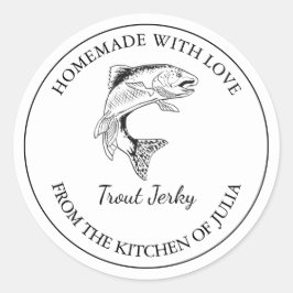 Das hausgemachte Trout Jerky Label Runder Aufkleber