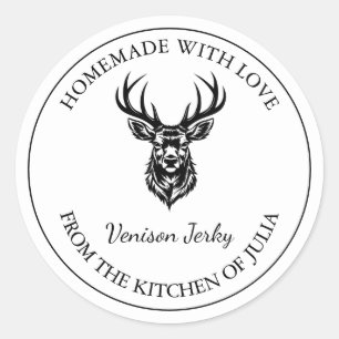 Das hausgemachte Venison Jerky Label Runder Aufkleber