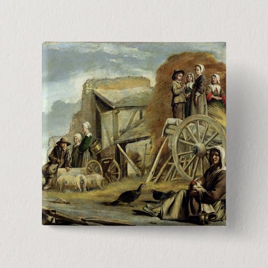 Das Haycart oder Rückkehr von Heuernte, 1641 Button (Vorderseite)