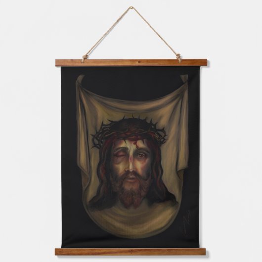 Das heilige Gesicht des Schleiers von Jesus Veroni Wandteppich Mit Holzrahmen (Vorderseite)