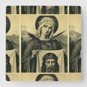 Das heilige Gesicht Jesu Quadratische Wanduhr