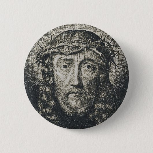 Das heilige Gesicht mit Dornen gekrönt Button (Vorderseite)