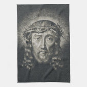 Das heilige Gesicht mit Dornen gekrönt Geschirrtuch (Vertikal)