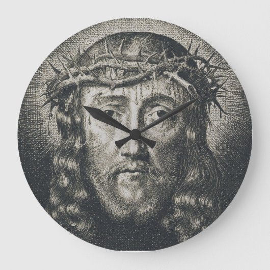 Das heilige Gesicht mit Dornen gekrönt Große Wanduhr (Vorderseite)