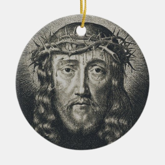 Das heilige Gesicht mit Dornen gekrönt Keramik Ornament (Vorne)