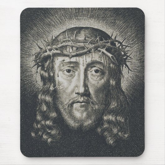Das heilige Gesicht mit Dornen gekrönt Mousepad (Vorne)