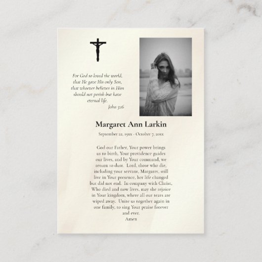 Das heilige Herz Jesu Beerdigungskarte Platzkarte (Rückseite)