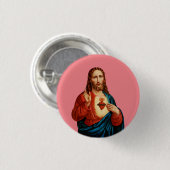 Das Heilige Herz Jesu, feines Kunstporträt Button (Vorne & Hinten)